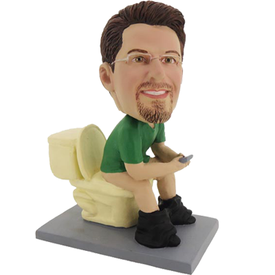 Customized Bobble Head of Man on Closetool