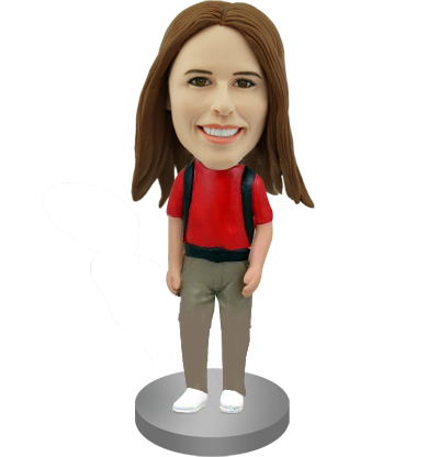 Female Backpacker Custom Bobble Head