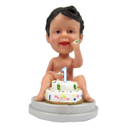 1st Year Birthday Bobble Head Cake Topper