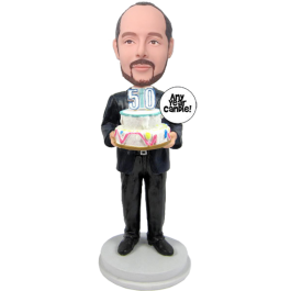 Black Suit Man Birthday Bobble Head