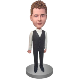 Black Vest Groomsman Bobble Head