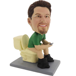 Customized Bobble Head of Man on Closetool