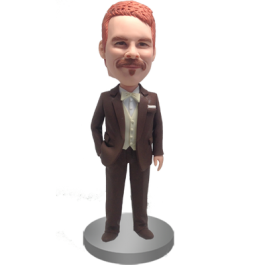 Brown Suit Groomsman Bobblehead