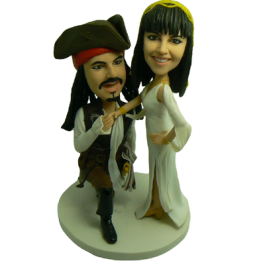 Caribbean Pirate Wedding Cake Toppers