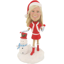 Personalized Christmas Girl Bobble Head