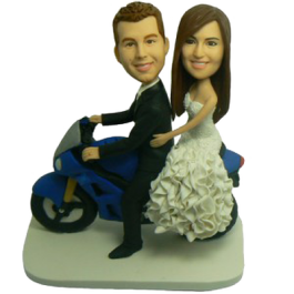 Couple on Motorbike Personalized Bobbleheads