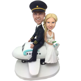 Couple on Plane Custom Bobblehead