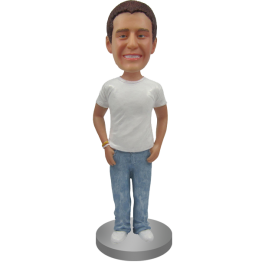 Custom Bobblehead in Shirt and Jeans