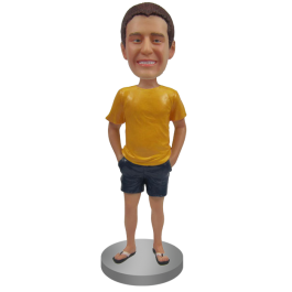 Custom Bobblehead In T-shirt, shorts and Flip Flop