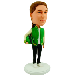 Custom Cyclist With Helmet Bobblehead
