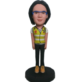 Custom Woman Bobble Head in Security Vest