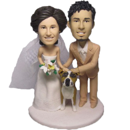 Custom Couple and Pet Cake Topper