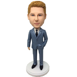 Dark Grey Suit Groomsman Bobblehead