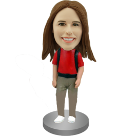 Female Backpacker Custom Bobble Head