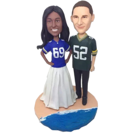 Football Fan Beach Wedding Bobbleheads