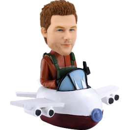 Bobble Head of Pilot Enjoying His Journey 