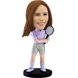 Personalized Bobblehead Woman Tennis