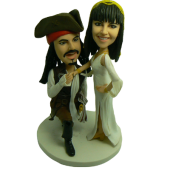 Caribbean Pirate Wedding Cake Toppers