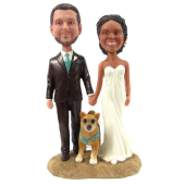 Couple and Dog Wedding Cake Topper