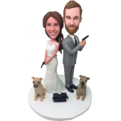 Couple and Dogs Wedding Bobbles