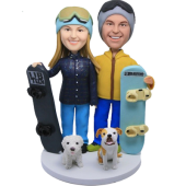 Snow Boarding Couple Cake Toppers