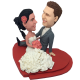 Couple On Heart Base Wedding Bobbleheads