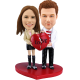 Custom Couple with Love Heart Bobblehead